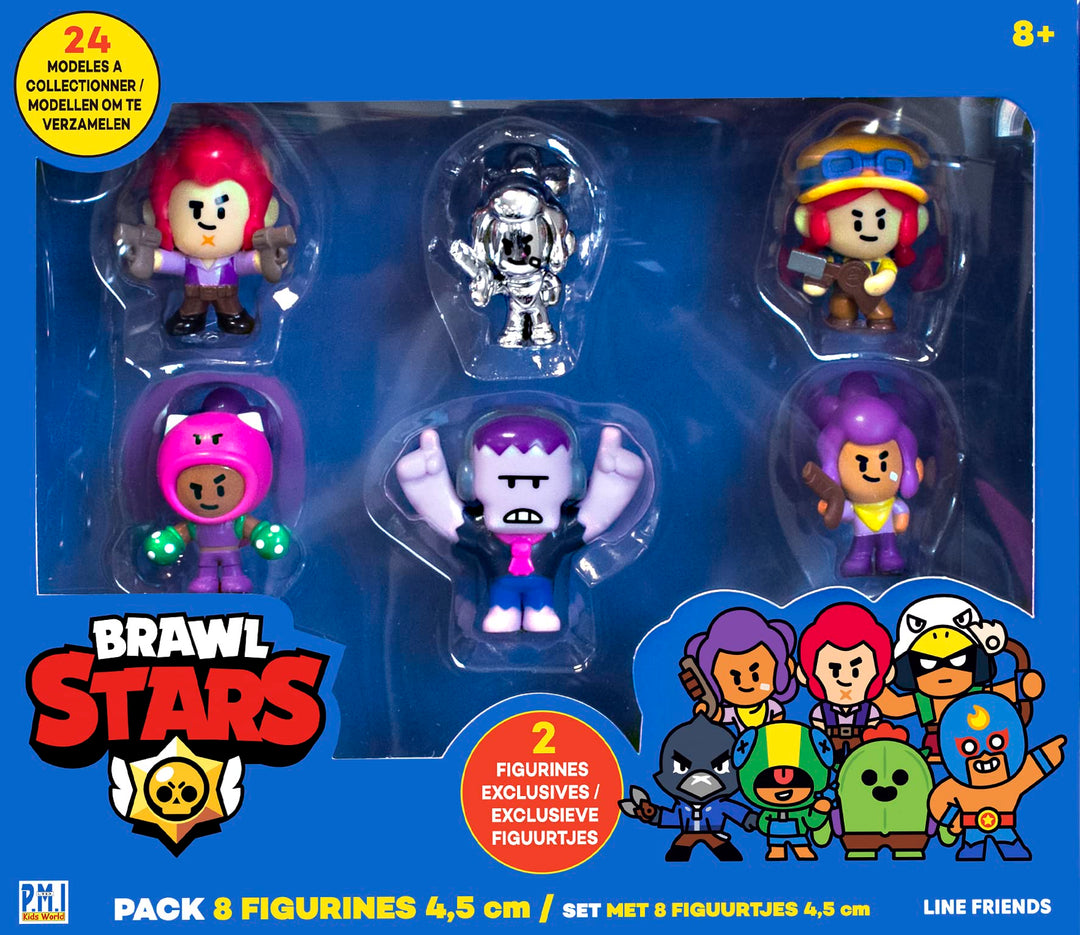 Lansay Brawl Stars – Packung mit 8 Figuren, 4,5 cm, Brawlers Team C, Videospielcharaktere, ab 8 Jahr