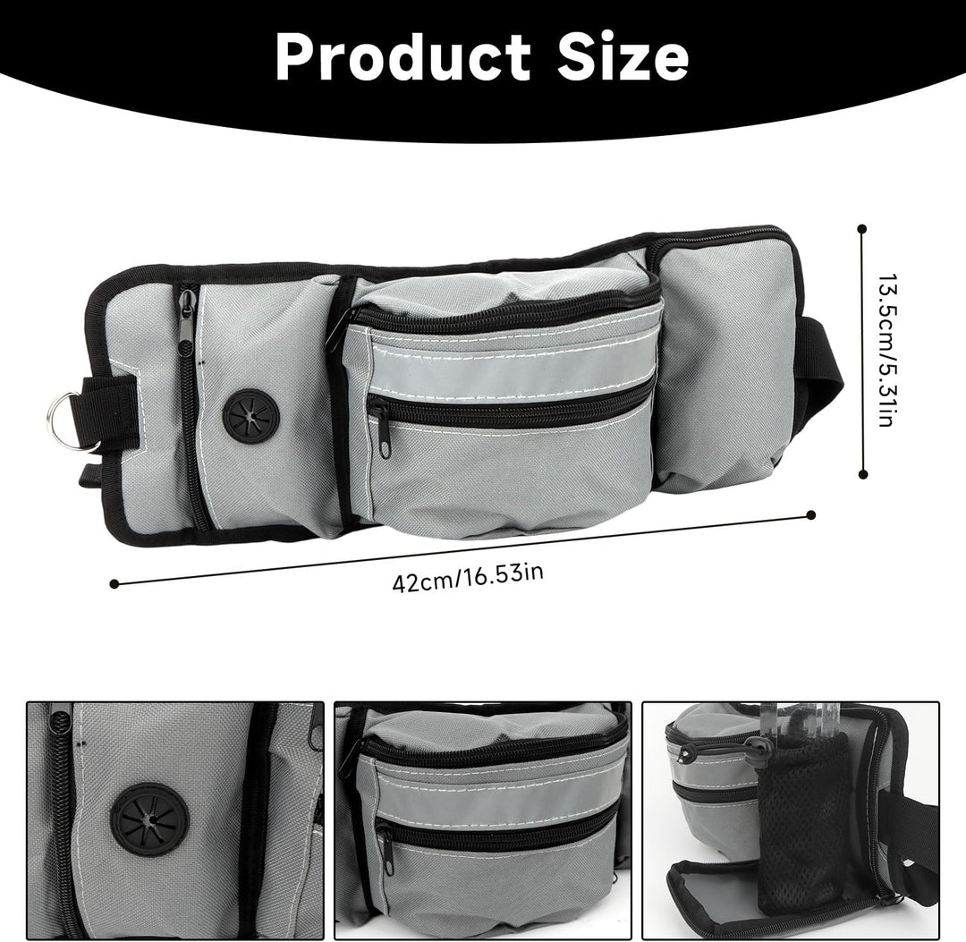 Grosse Bauchtasche für Hundetraining & Outdoor-Sport, Hüfttasche mit 4 Fächern, Wasserabweisende Lec