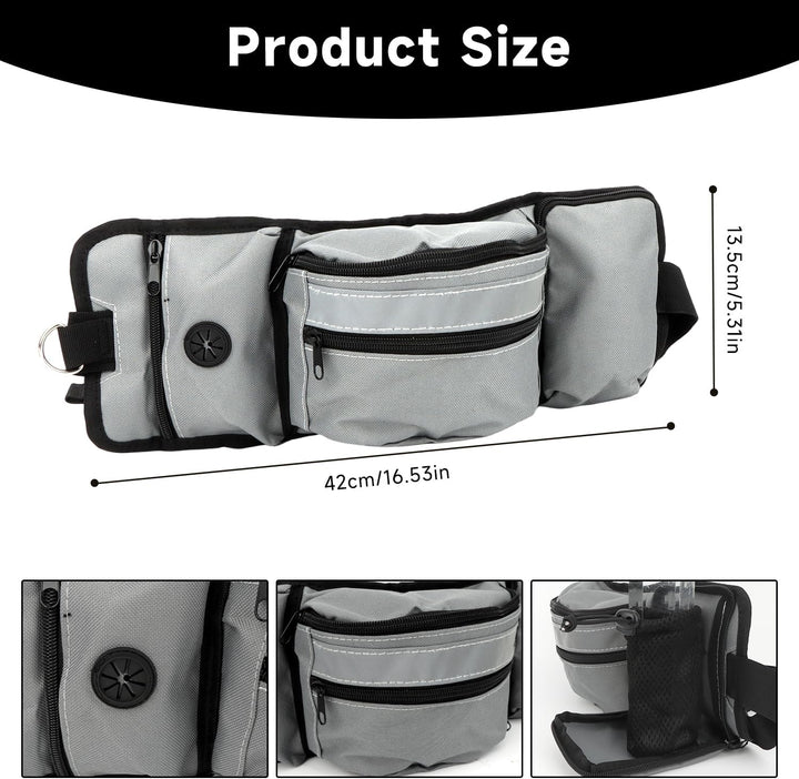 Grosse Bauchtasche für Hundetraining & Outdoor-Sport, Hüfttasche mit 4 Fächern, Wasserabweisende Lec