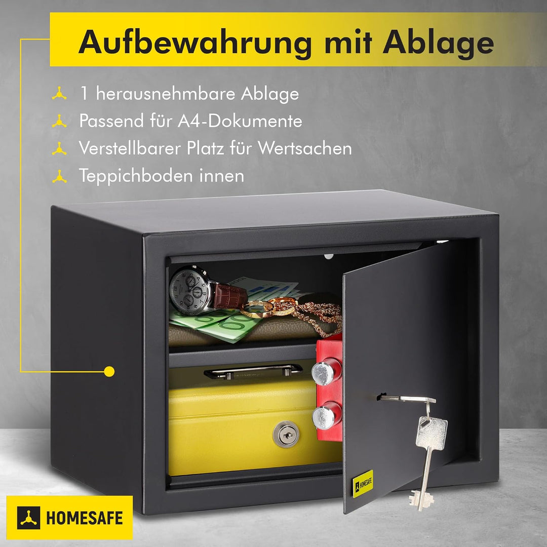 Homesafe HV25K Tresor Möbeltresor Safe mit Schlüssel-Schloss, Geldschrank Wandsafe Boden-Wandtresor,
