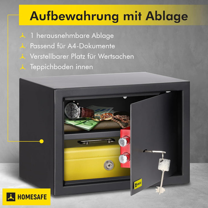 Homesafe HV25K Tresor Möbeltresor Safe mit Schlüssel-Schloss, Geldschrank Wandsafe Boden-Wandtresor,