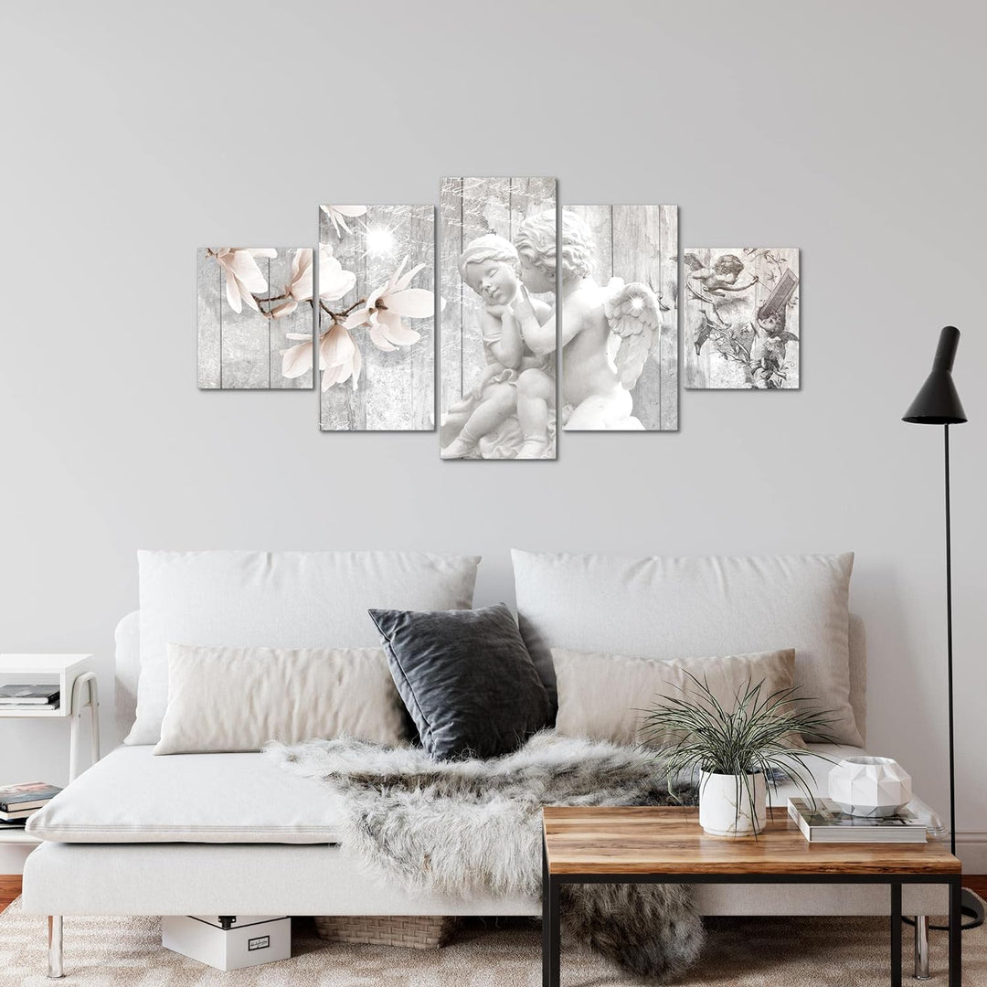 Runa Art Wandbilder Engel Blumen 5 Teilig Bild auf Vlies Leinwand Deko Wohnzimmer Essen Rot 005952c