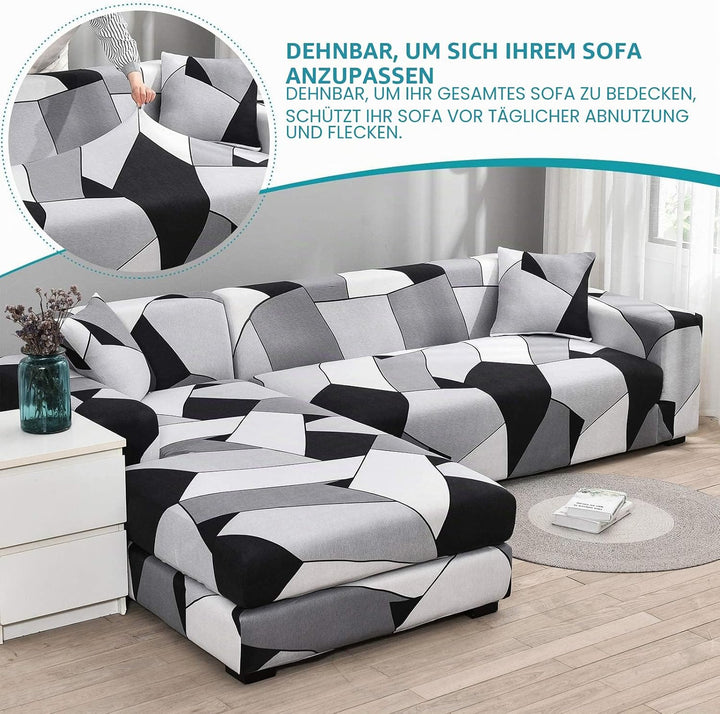 ShowyLive Sofa Überzug Couch Überzug 2er Set für Ecksofa L-Form Sofabezug 2 Sitzer+3 Sitzer, mit 2 S