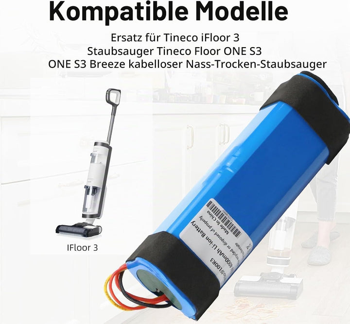 K KYUER 21.6V Vacuum Cleaner Replacement Akku Kompatibel mit Tineco iFloor 3 Floor ONE S3 Breeze Cor