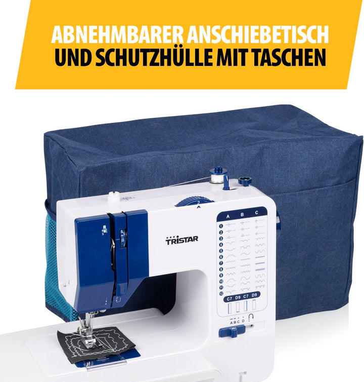 Tristar Nähmaschine mit 38 Stichprogrammen, Abnehmbarem Anschiebetisch, Freiarm, LED-Licht, Automati