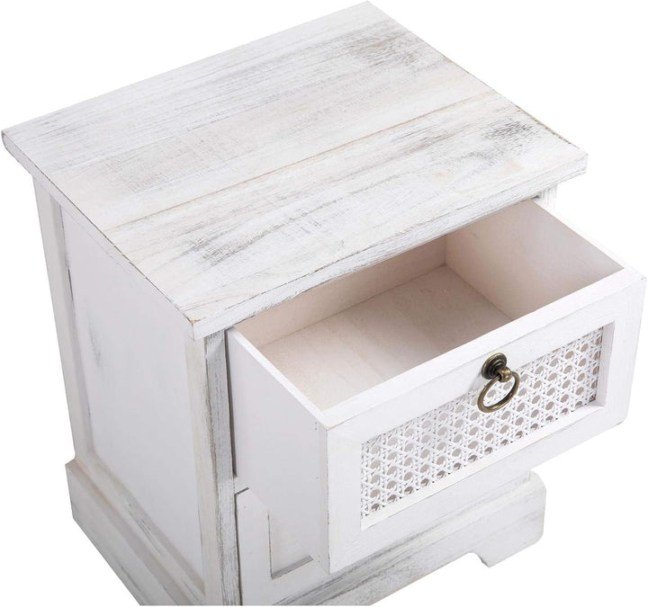 CARO-Möbel Nachttisch IRMA Nachtschrank Nachtkonsole mit 2 Schubladen weiss Shabby Chic Vintage Desi