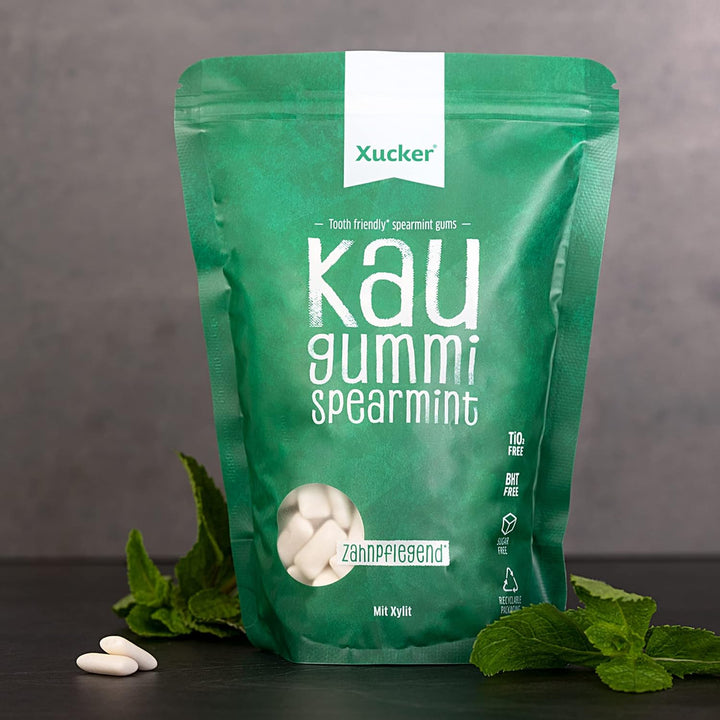 Xucker Zuckerfreie Zahnpflege Kaugummis - Nachfüllbeutel Set - Xylit Kaugummis mit Spearmint & Fresh