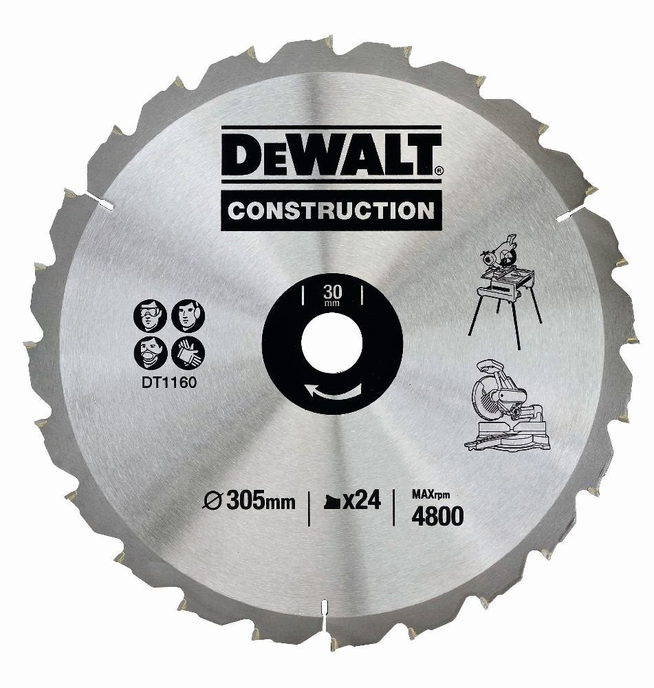 Dewalt 305 x 30 mm x 24 -Zahn- Bau -Kreissägeblatt, DT1160-QZ