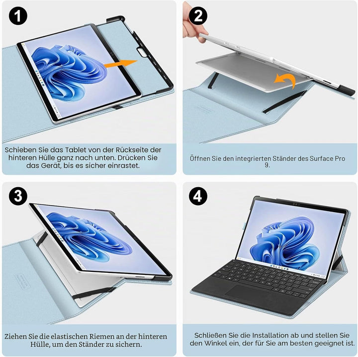 Fintie Hülle für Microsoft Surface Pro 9 13 Zoll (2022) - Multi-Sichtwinkel Hochwertigem Kunstleder