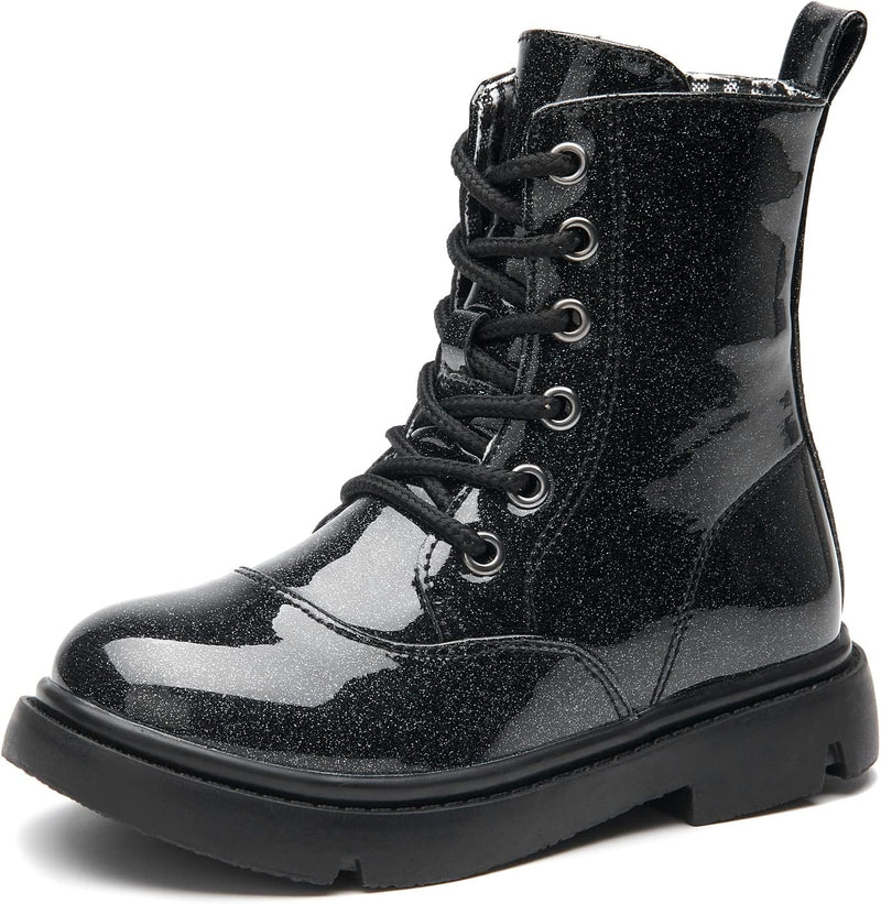 DADAWEN Jungen Stiefel Wasserdichte Mädchen Schnürstiefeletten 26 EU Schwarz B, 26 EU Schwarz B