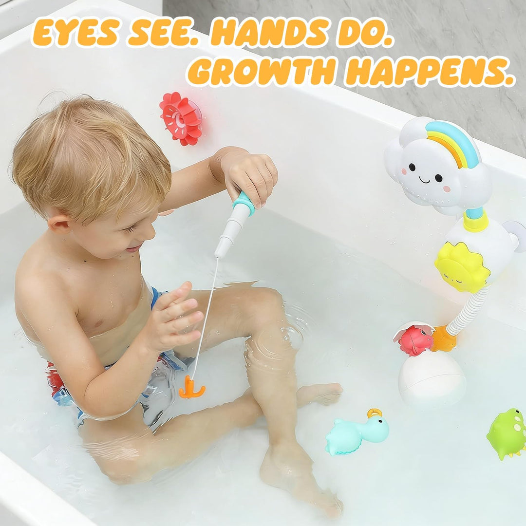 Badespielzeug, CUTE STONE Wolken-Dusche Badespielzeug Set mit Angelspiel, eine Schildkröte, EIN Dino