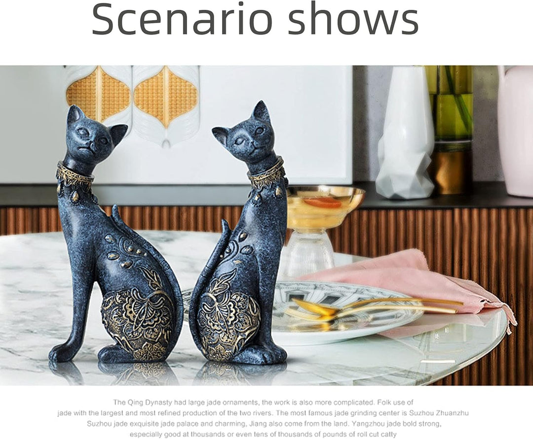 2 Stück/Set Katzenstatuen Heimdekoration Katzenfiguren Paar-Katzenstatuen für Heimdekoration, geeign