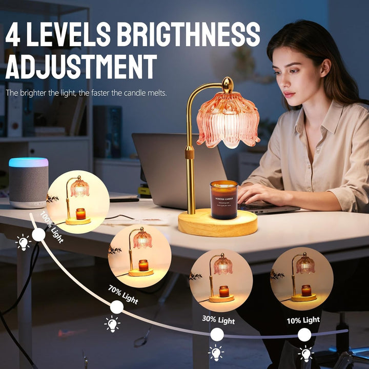 Candle Warmer Lamp with Timer Electric Adjustable Height Candle Warmer Dimmable Wax Lamp Jar Candles