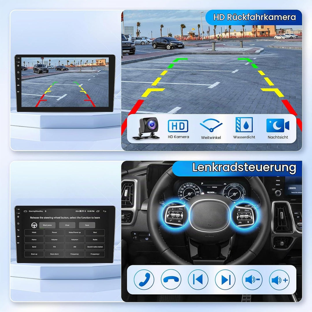 Podofo Carplay Autoradio für Peugeot 107/Citroen C1/Toyota Aygo, 10.1“ Touchscreen Autoradio 2G+64G