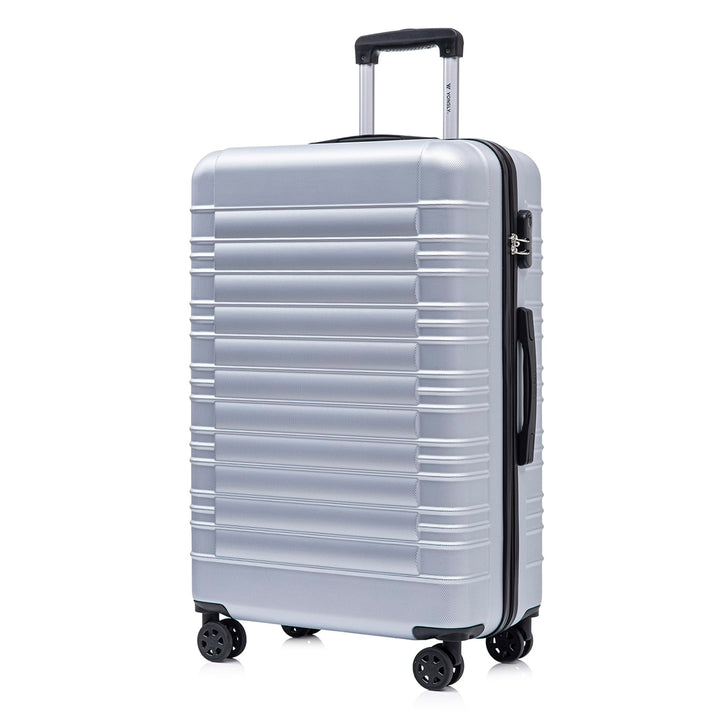 Koffer Suitcase XL Silber, Trolley Reisekoffer, Rollkoffer Handgepäck mit 4 Rollen 360°, Hartschalen