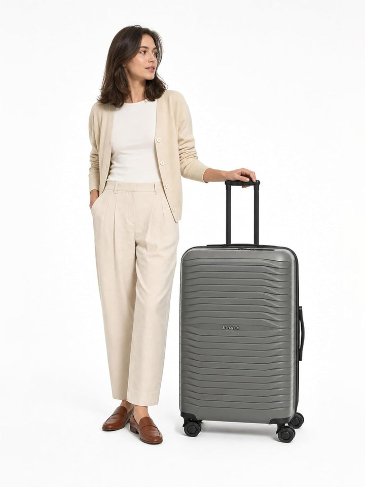 Stratic Shine Koffer gross | Trolley hergestellt aus Bruch- &amp; Kratzfestem Polypropylen mit 4 Rollen,