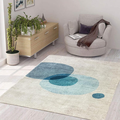 Tinyboy-hbq Kurzflor-Wohnzimmerteppich Moderne geometrische Design-Teppiche Kreismuster-Teppich, rut