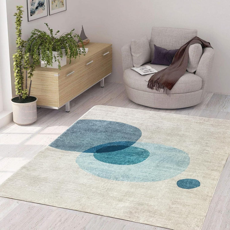Tinyboy-hbq Kurzflor-Wohnzimmerteppich Moderne geometrische Design-Teppiche Kreismuster-Teppich, rut
