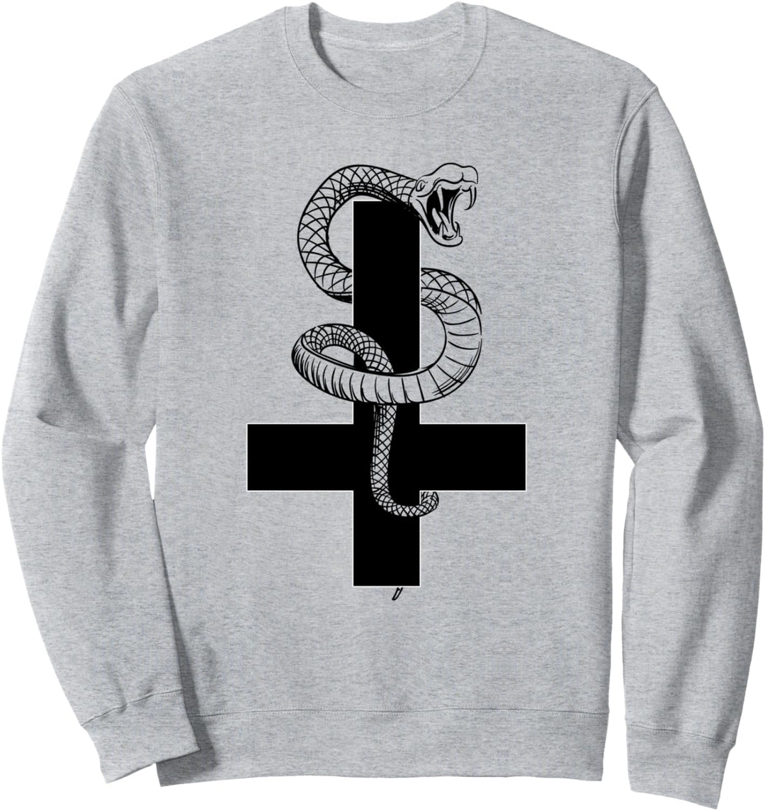 Umgedrehtes Kreuz mit Schlange Atheist Peterskreuz Sweatshirt