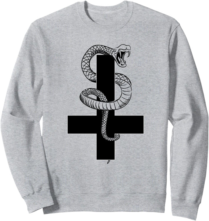 Umgedrehtes Kreuz mit Schlange Atheist Peterskreuz Sweatshirt