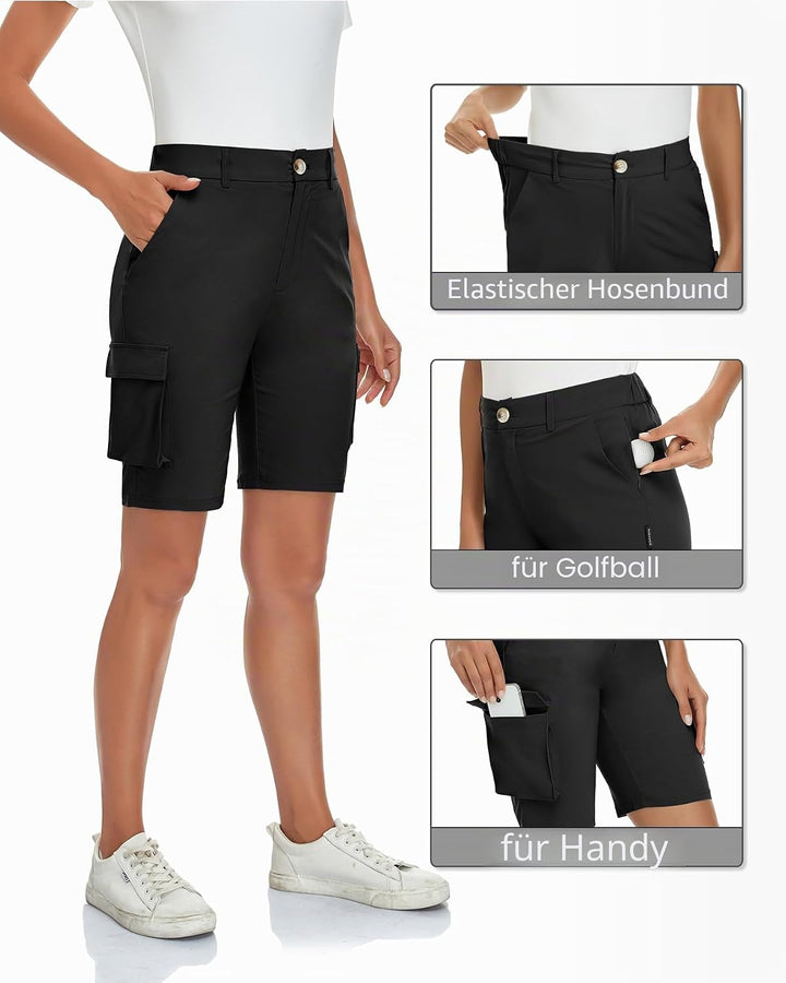 Soneven Wanderhose Damen Kurz Cargoshorts Bermuda Shorts Sommer Outdoor Trekkinghose Leichte Schnell