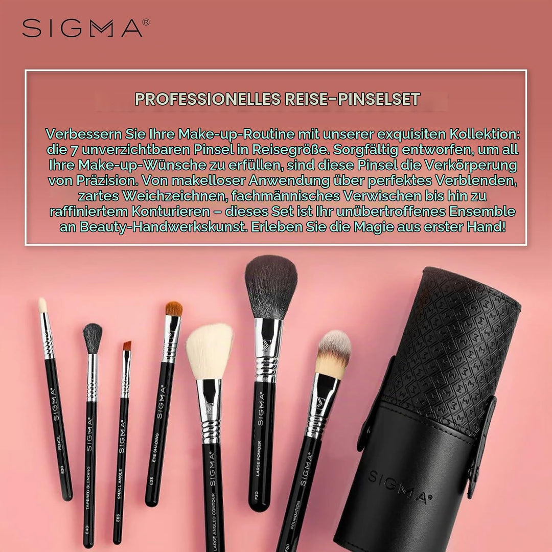 Sigma Beauty Make Me Classy Makeup Brush Set 7 - Tragbare Pinsel Set für Foundation, Puder, Konturen