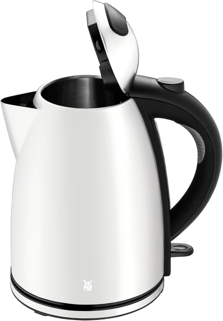WMF Stelio Wasserkocher Edelstahl 1,7l, elektrischer Wasserkocher mit Kalkfilter, 2400 W, Wasserstan