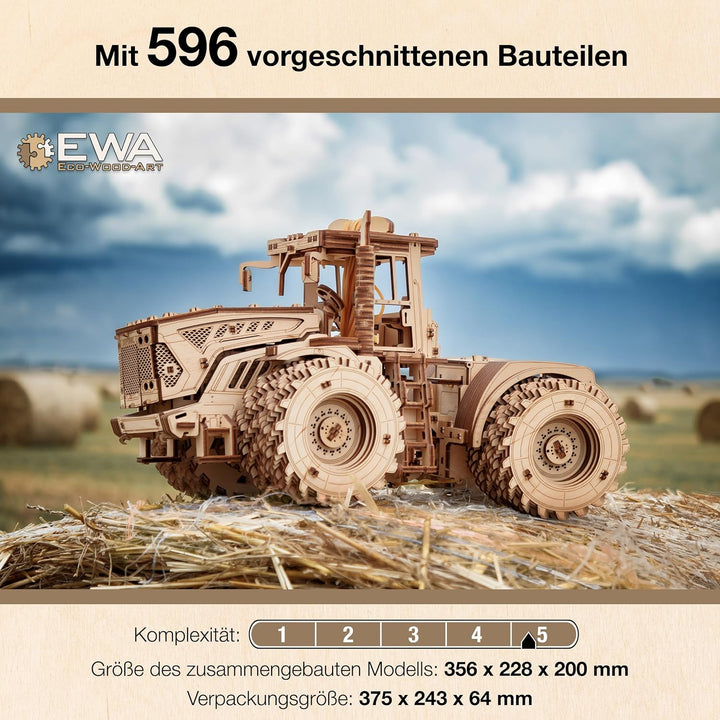 EWA Eco-Wood-Art 3D Puzzle Erwachsenen Traktor Modell mechanisches DIY Traktor Holzpuzzle mit Start-