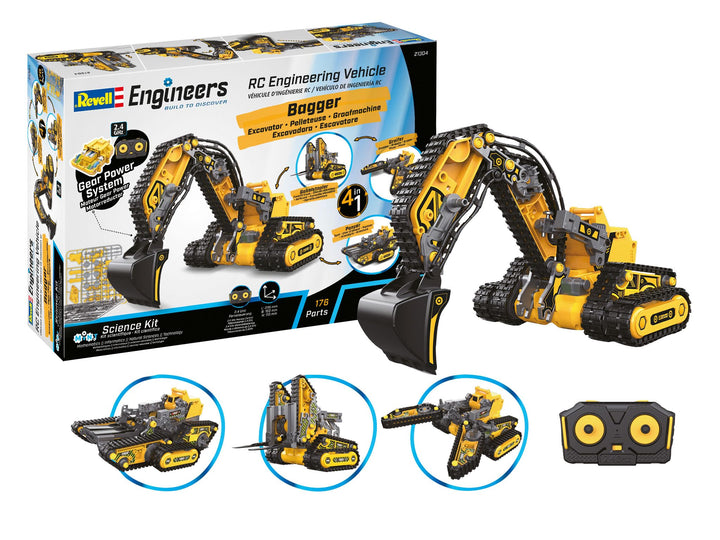 Revell Engineers I 4in1 Engineering Vehicle I Mit Fernsteuerung I 176 Teile I 4 Modellvarianten ohne