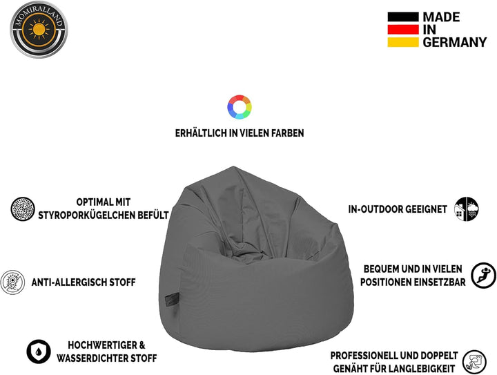 Sitzsack Tropfenform Kastanie - für Kinder &amp; Erwachsene – Indoor wie Outdoor da er Wasserfest ist– f