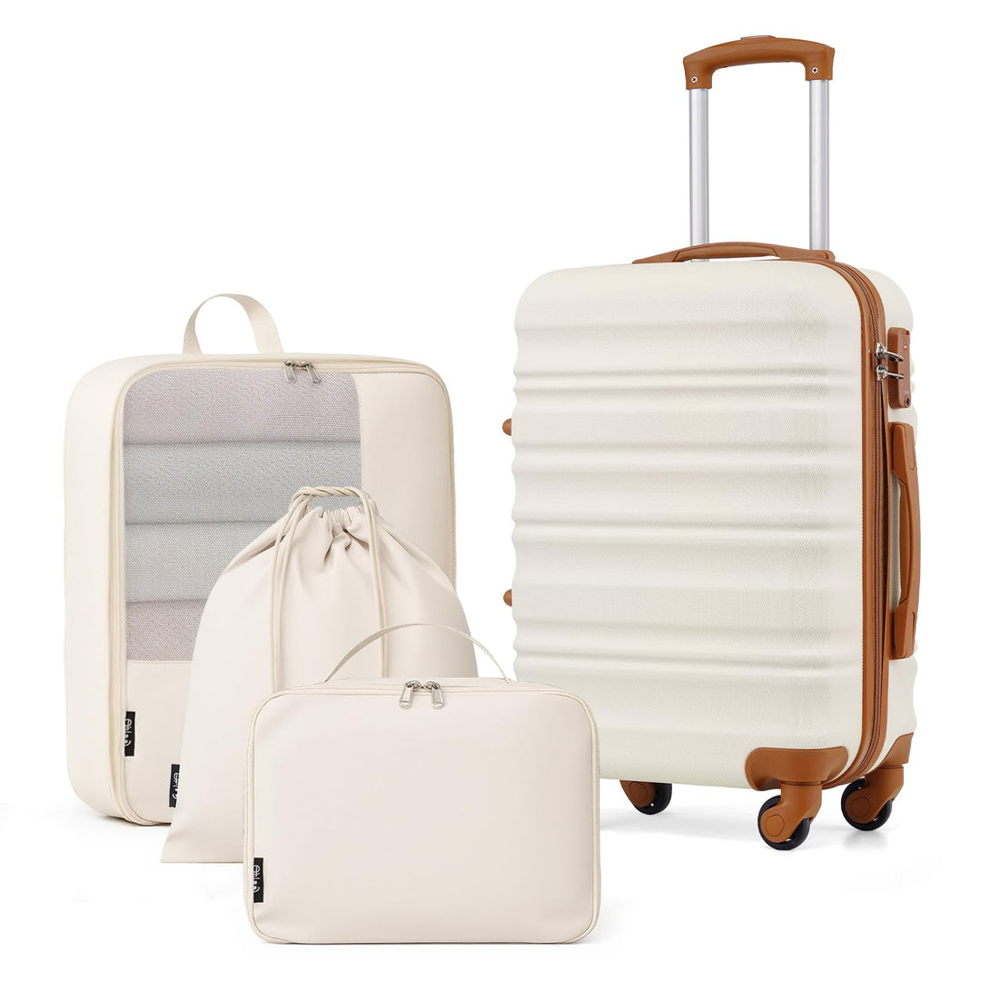 COOLIFE Handgepäck Koffer Set 20 Zoll, ABS+PC Hartschalenkoffer mit Rollen & TSA-Schloss, Enthält 1