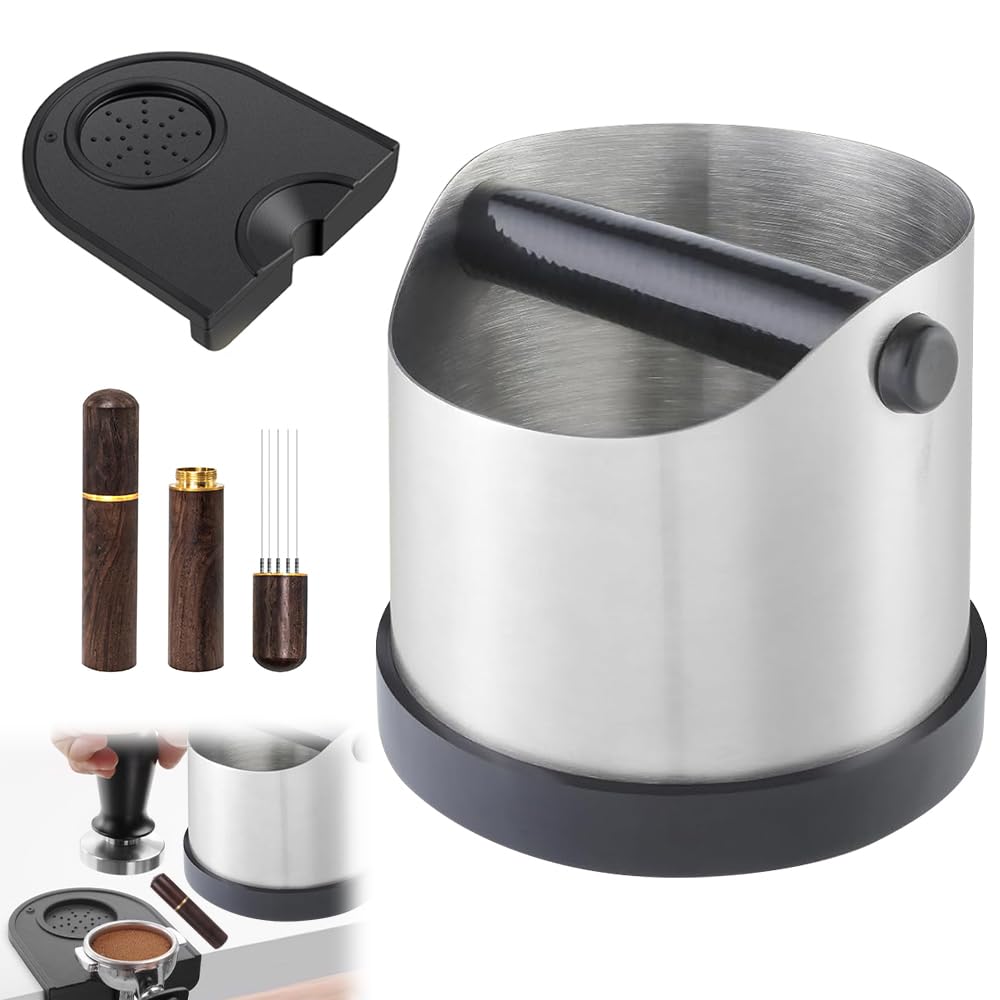 Abklopfbehälter für Siebträger, 700 ml Edelstahl Kaffeesatz Abschlagbehälter, Kaffee Knock Box, Kaff