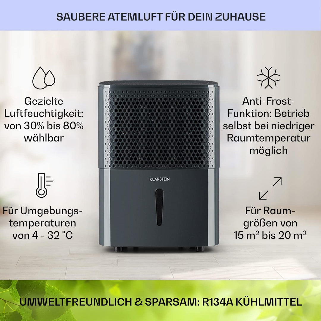 Klarstein Luftentfeuchter & Luftreiniger Elektrisch, 10 L Raumentfeuchter Klein für Wohnung Schlafzi