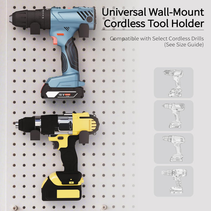 Drill Holder, Heavy Duty Steel Drill Dock Wall Mount, Universal Tool Organizer with Quick-Release Cl