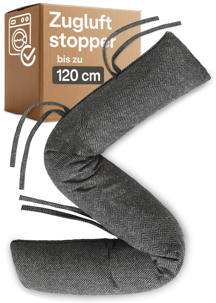 Praknu Zugluftstopper für Fenster bis 120cm - Waschbar - Energiesparend - Extra Lang & Schwer - Auch