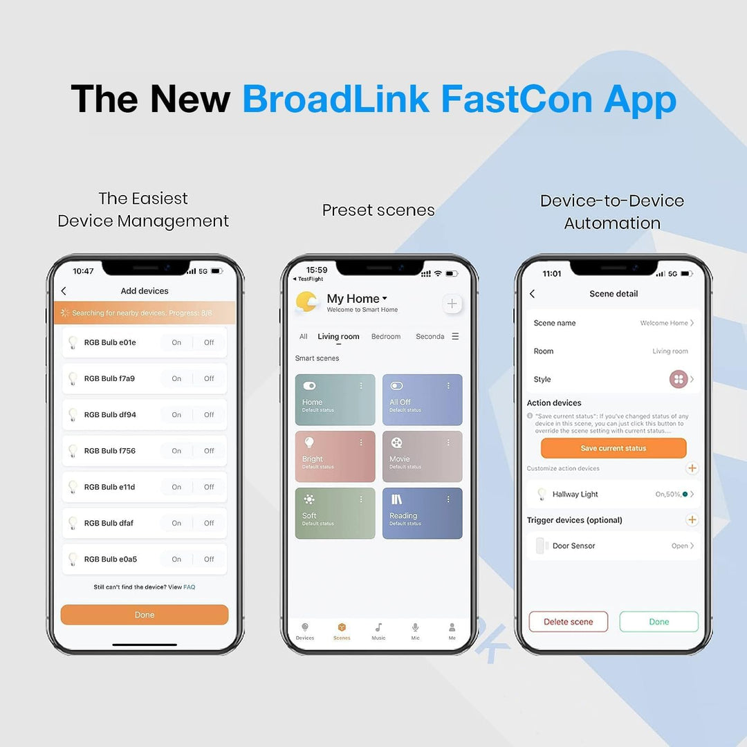 Broadlink Smart Home, Fastcon Sensor-Kit – inklusive Radar-Bewegungssensor, Türsensor, Temperatur- u