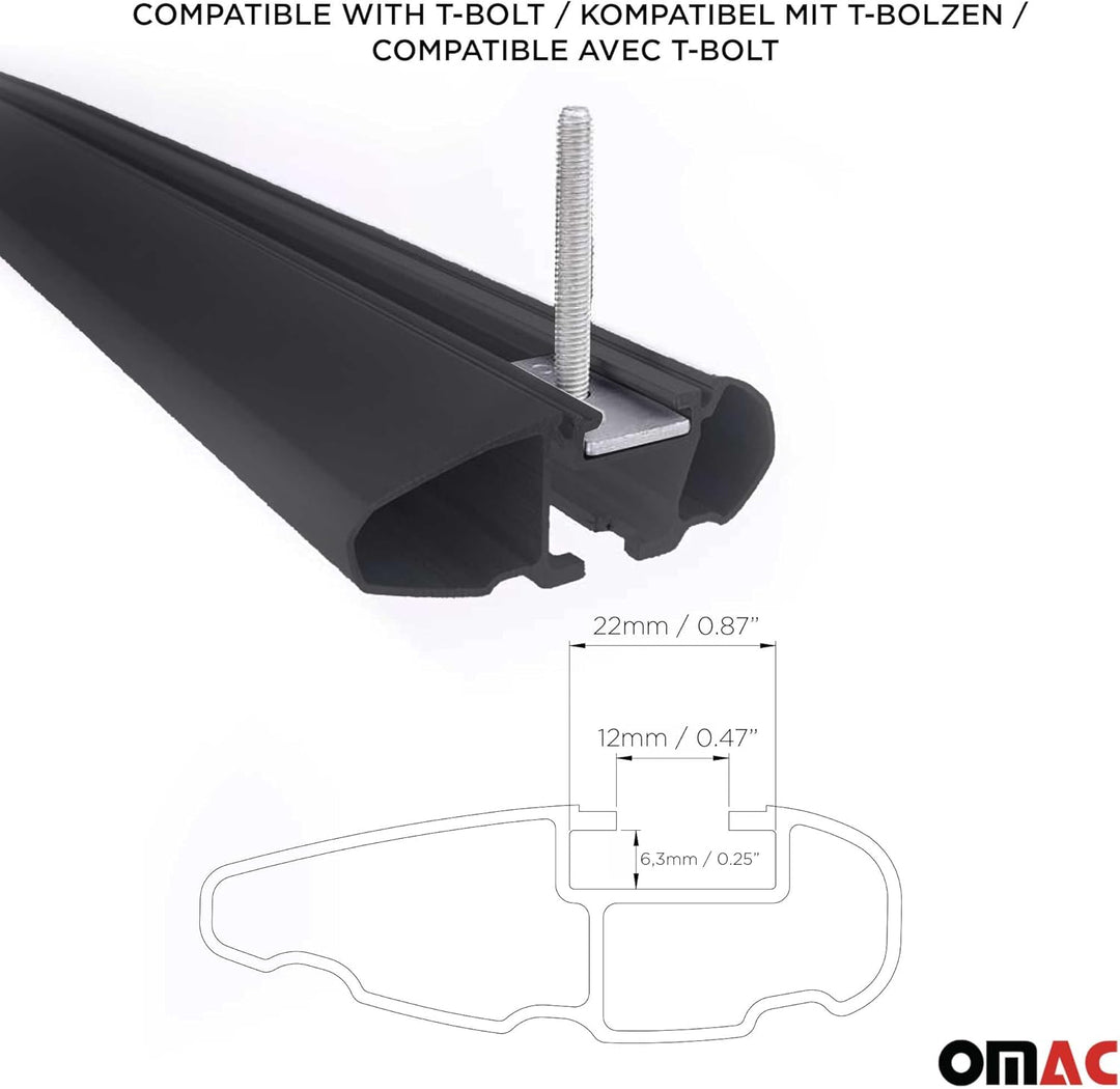 Dachträger Gepäckträger kompatibel mit Volvo XC90 II 2015-2023 Alu TÜV ABE Schwarz 2X, Schwarz