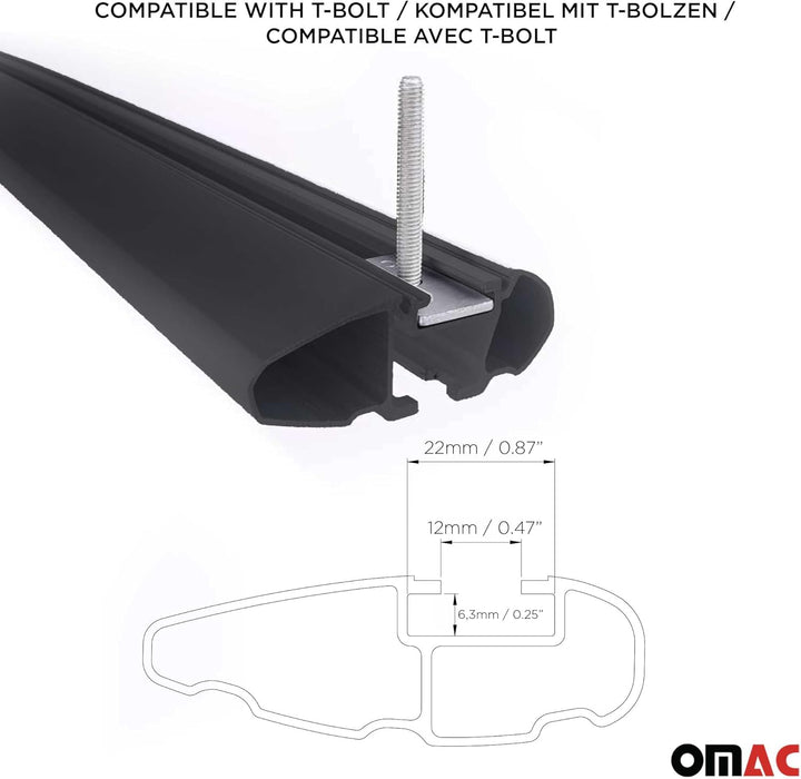 Dachträger Gepäckträger kompatibel mit Volvo XC90 II 2015-2023 Alu TÜV ABE Schwarz 2X, Schwarz
