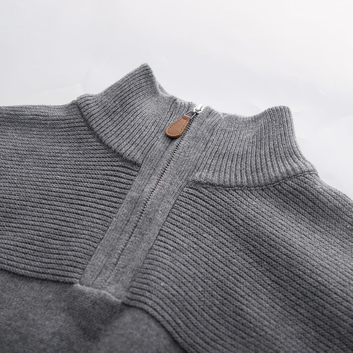 PaulJones Troyer Pullover Herren Strickpullover mit Reissverschluss und Stehkragen Arbeitspullover S