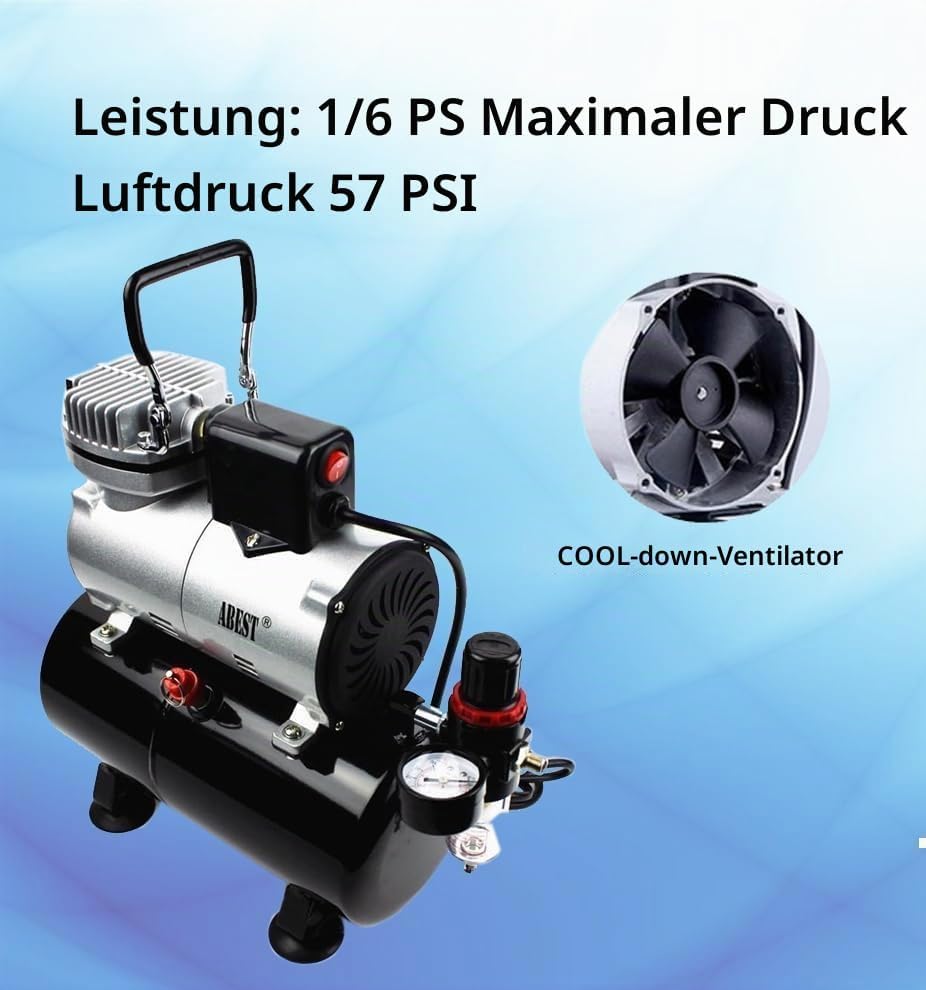 ABEST Airbrush Kompressor-Kit: Luftschlauch, Airbrush-Halter, Minifilter, Double-Action-Mechanismus