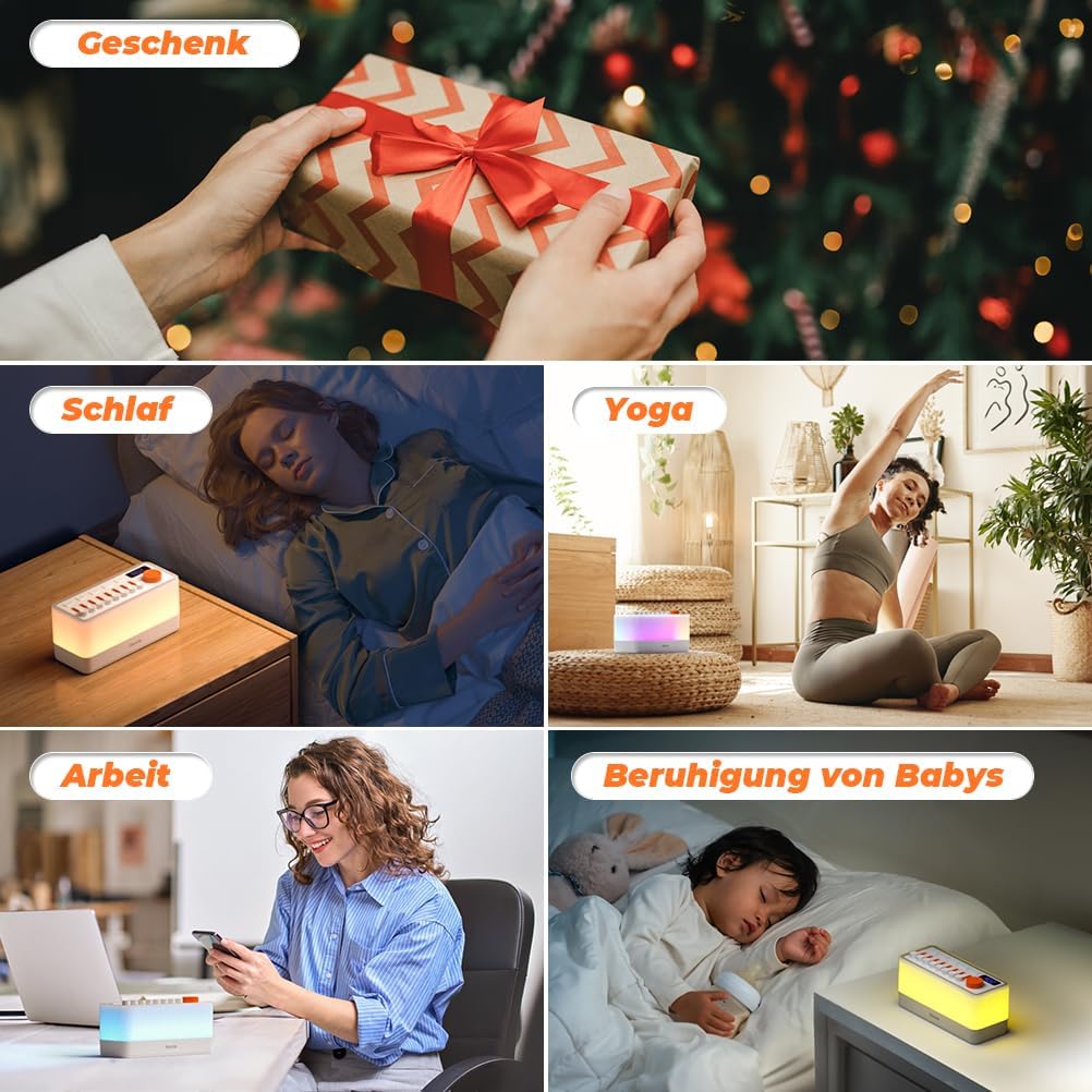 RIENOK Bluetooth Lautsprecher mit Licht Nachttischlampe 11 Farbe RGB Licht Dimmbar Nachtlicht 8 Natu