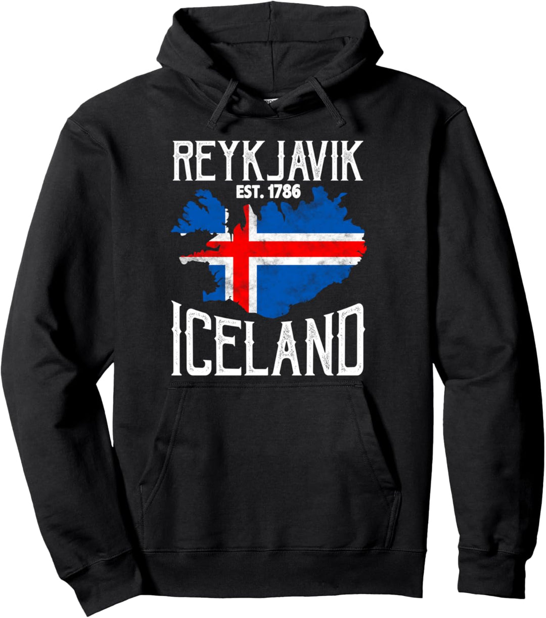 Vintages Reykjavik Island Flaggen-Geschenk Pullover Hoodie