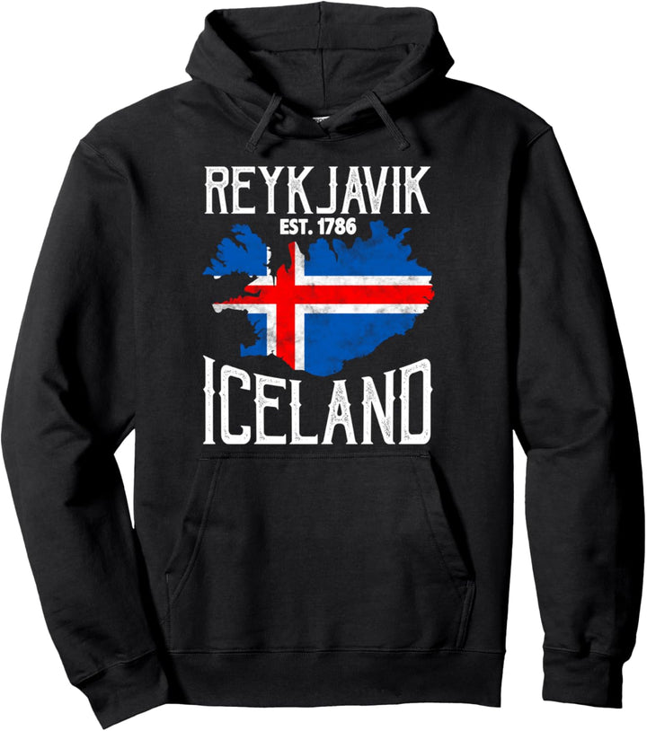 Vintages Reykjavik Island Flaggen-Geschenk Pullover Hoodie
