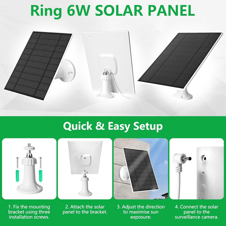 Hossom Solarpanel für Ring Kamera, 6W Kamera Solarmodul Kompatibel mit Ring Spotlight Cam/Pro/Plus u