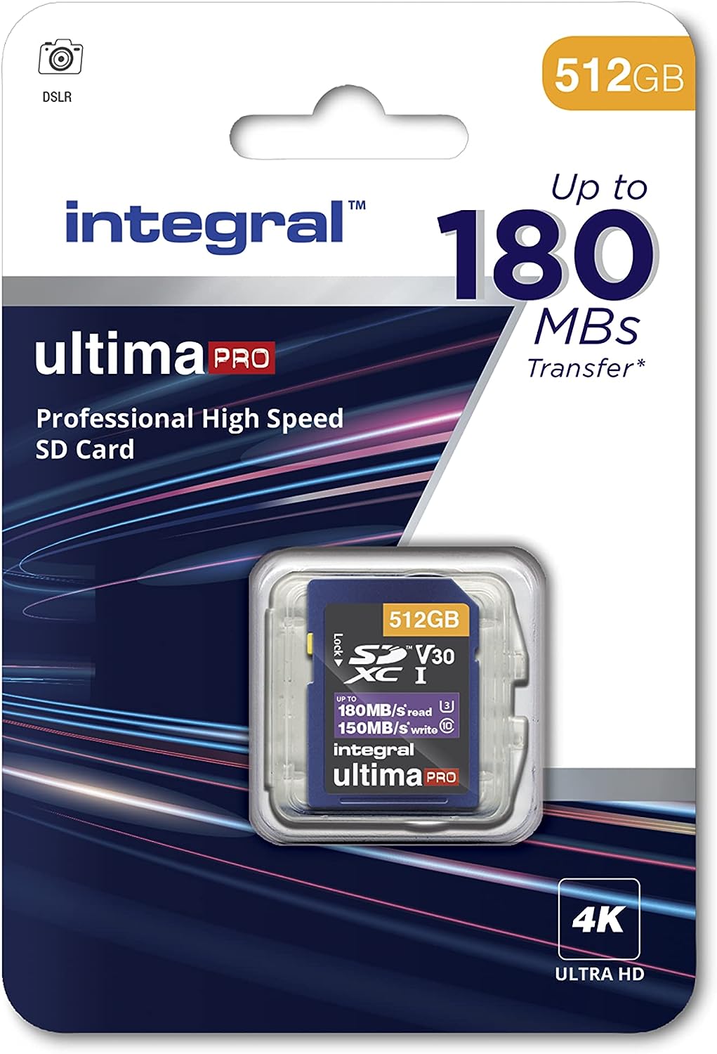 Integral SD Karte 512GB 4K Video Lesegeschwindigkeit 180MB/s und Schreibgeschwindigkeit 150MB/s SDXC