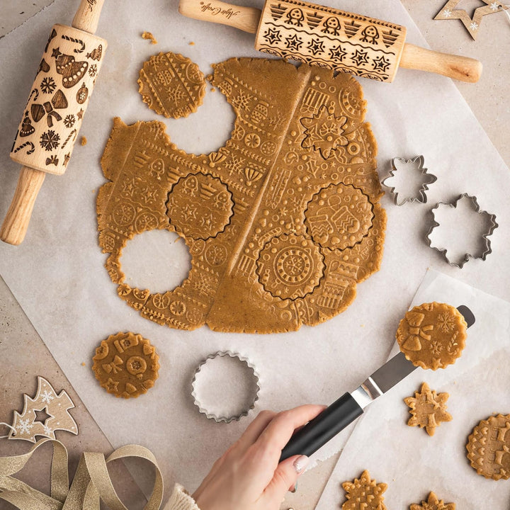 WEIHNACHTSSPASS 3-er SET Kinder Nudelhölzer Teigrolle für hausgemachtes Gebäck. Weihnachten Teigroll