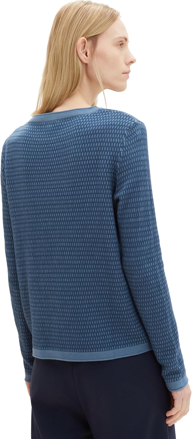 TOM TAILOR Damen Pullover, 34420 - Blue Blue Structure