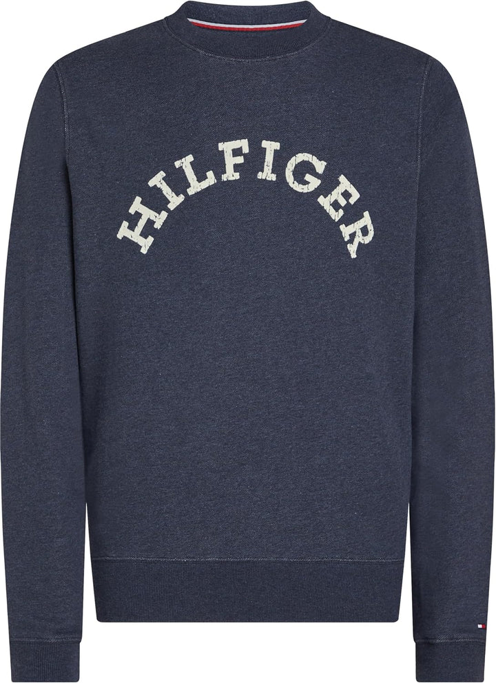 Tommy Hilfiger Herren Sweatshirt ohne Kapuze S Blau (Desert Sky Heather), S Blau (Desert Sky Heather