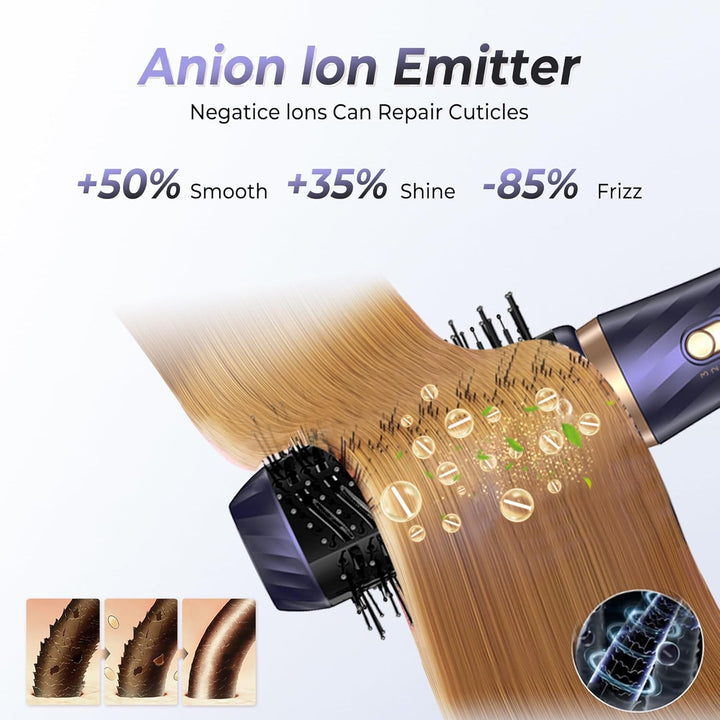 6 in 1 Airstyler Warmluftbürste Set, 1000W Hairstyler Lockenföhn mit Föhn, Föhnbürste, Warmluftbürst