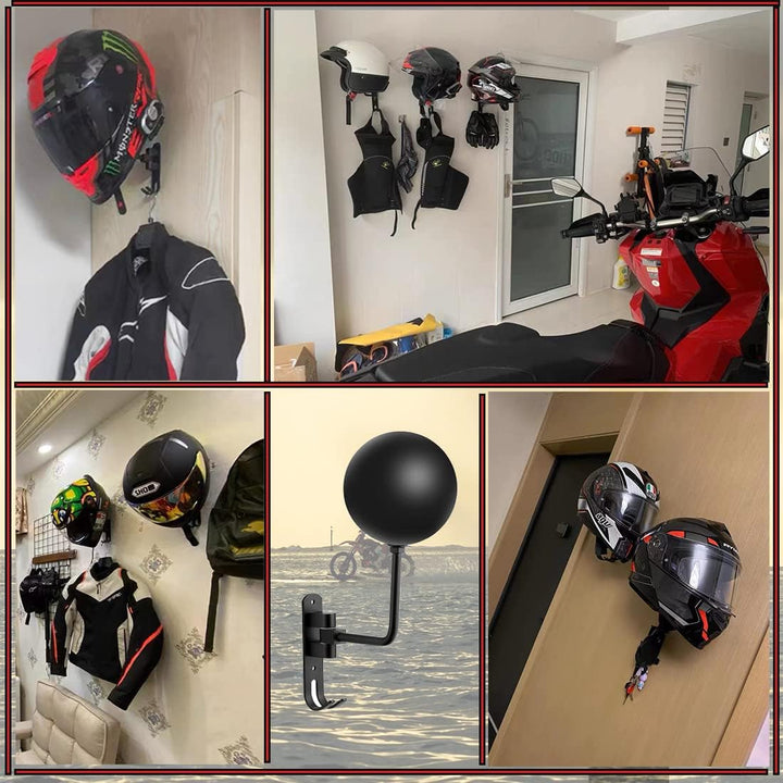 SANGMO 3 Stück 180 ° Motorradhelmständer, drehbarer Metall-Helmhalter, Wandhalterung, Helmhalter Fah